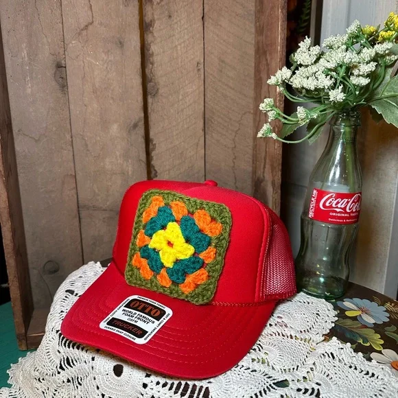 “Lil Mismatched” Granny Square Trucker hat - Picture 1 of 1